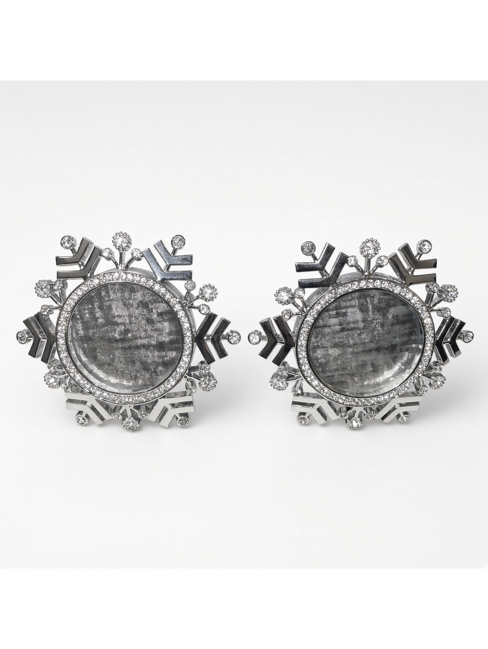 Pair - St. John Knits Crystal Snowflake Miniature Photo Frames